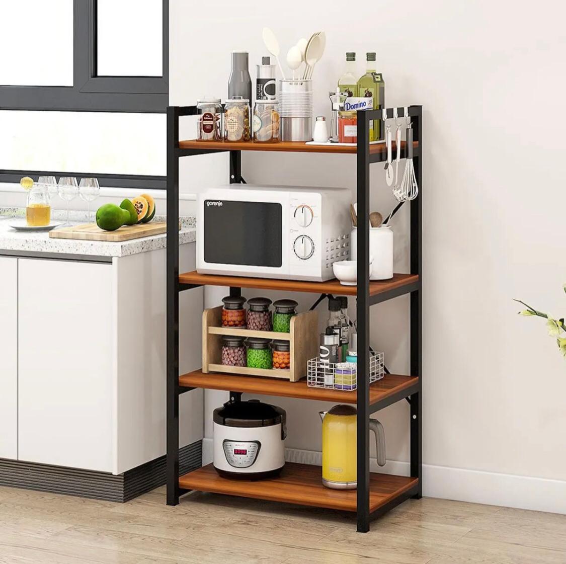 Multipurpose Microwave Stand 4 Wooden Layers by Homeasing